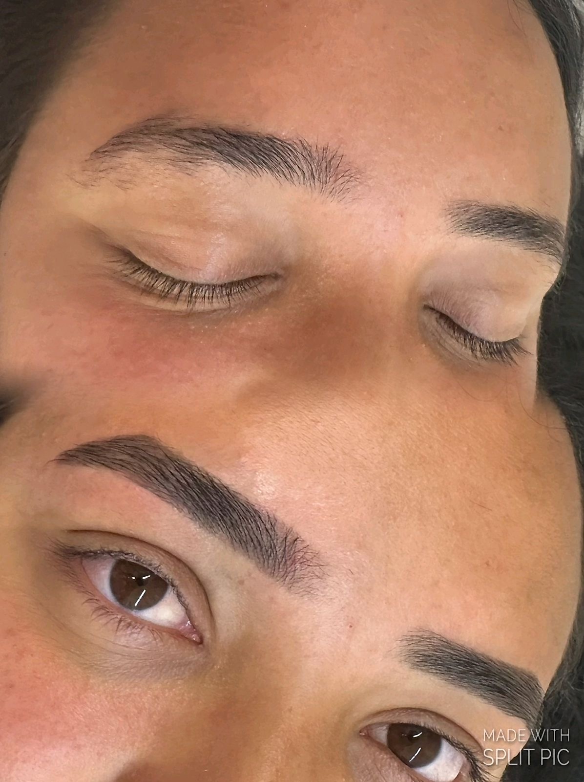 Antes e depois de brow lamination